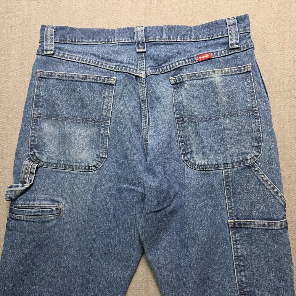 Wrangler Carpenter Jeans Mens 32x34 Blue Denim Utility Workwear Pants